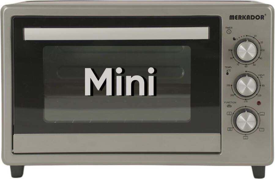 Merkador Vrijstaande Mini Oven 30 Liter 1500 Watt Hetelucht Kruimelbak Grijs Zwart