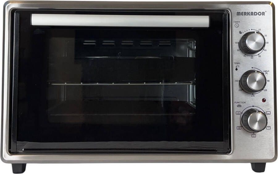 Merkador Vrijstaande Oven 40 Liter 1600 Watt Hetelucht RVS Bedieningspaneel Gemakkelijk te reinigen geëmailleerde zijwanden