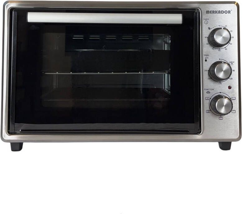 Merkador Vrijstaande Oven 40 Liter 1600 Watt RVS Bedieningspaneel Hetelucht Gemakkelijk te reinigen geëmailleerde zijwanden