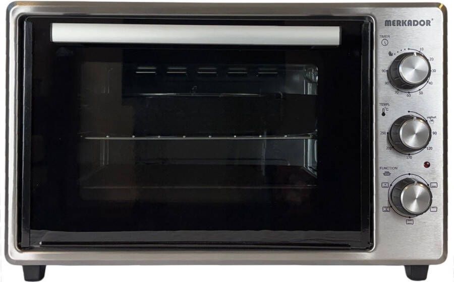 Merkador Vrijstaande Oven 40 Liter 1600 Watt RVS Afwerking Hetelucht Gemakkelijk Te Reinigen Geëmailleerde Zijkanten Kruimelbak