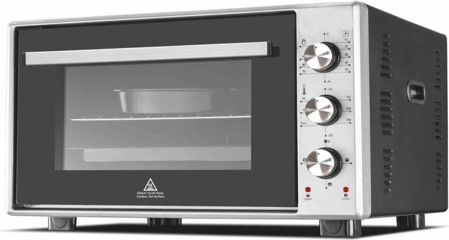 Merkador XL Vrijstaande Oven 60 Liter 1800 Watt Hetelucht Gemakkelijk schoon te maken geëmailleerde binnenruimte Grijs Mini Oven - Foto 3