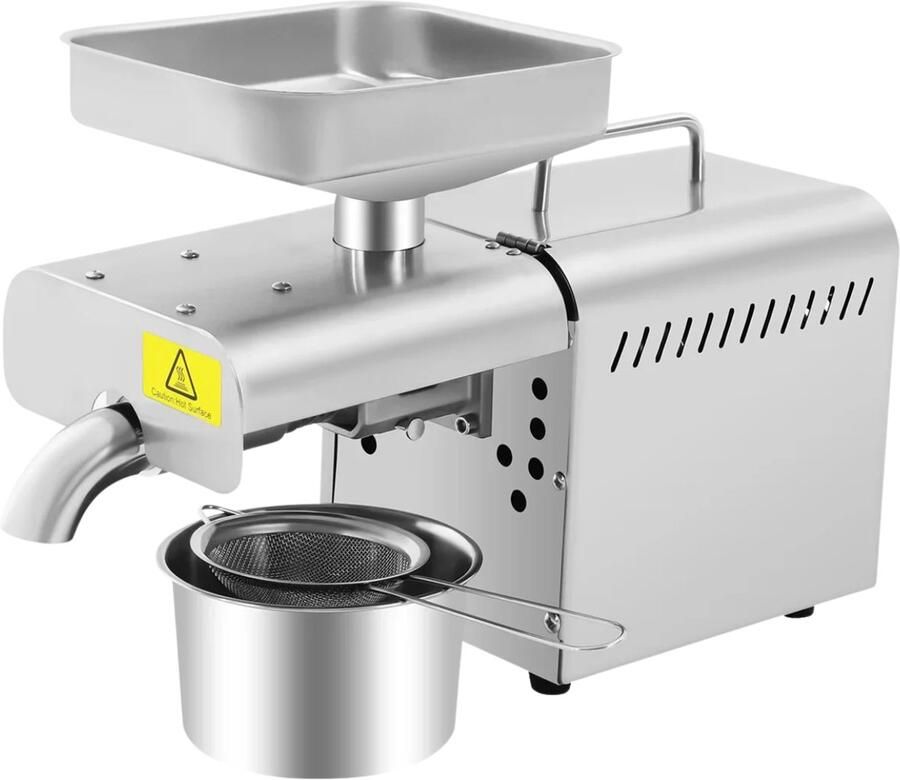 Merkloos Benelux Select Oliepers – Oliepers Machine – Oliepers Machine – RVS – Verstelbare Temperatuur 50 tot 250°C – RVS 610W