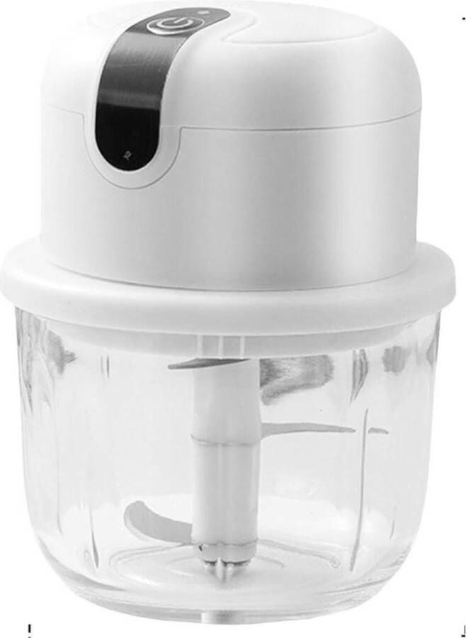 Merkloos Elektrische mini-uiensnijder met glazen houder hakmolen voor uien fruit noten en vlees kamperen voor beginners