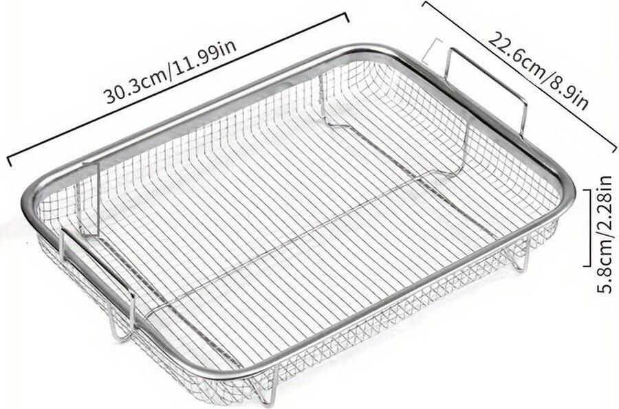 Merkloos Friteusemand voor oven Roestvrijstalen friteusemand Friteusebak Roestvrijstalen Grillmand Luchtfriteuse Accessoires