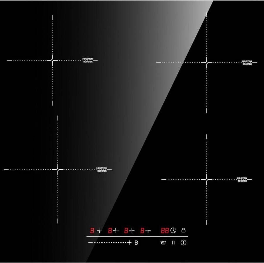 Merkloos GASLAND Elektrische Kookplaat 4 Pits Elektrische Kookplaat 4 Zones Inductiekookplaat met Power-Boost functie Zwart