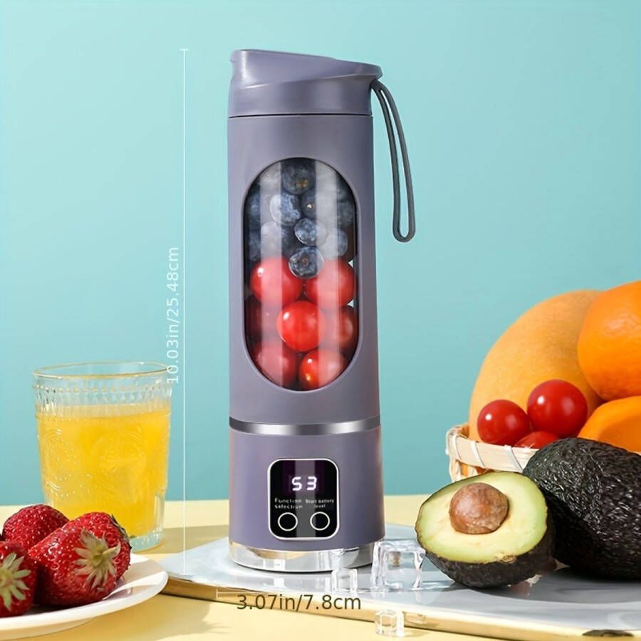 Merkloos MazrekuHome Blender to go Miniblender Portable met LED Display 15.22oz Ideaal voor Smoothies & Verse Sap Compact Ontwerp