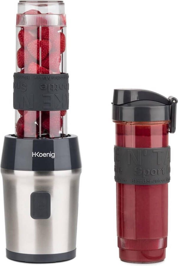 Merkloos Mini Blender Smoothie Maker Compact SMOO9 570 ml BPA-vrij 300W Krachtig 2 flessen met reisdeksel 4 roestvrijstalen messen Zwart