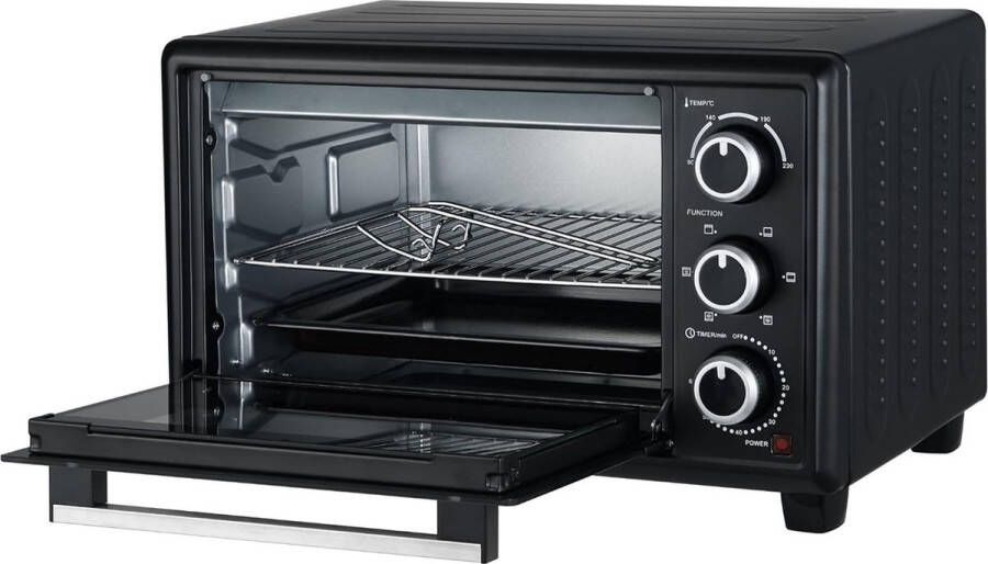 'merkloos'' Mini-oven 20 liter kleine mini-oven met circulatie 60 minuten timer pizza-oven 1380 W zwart