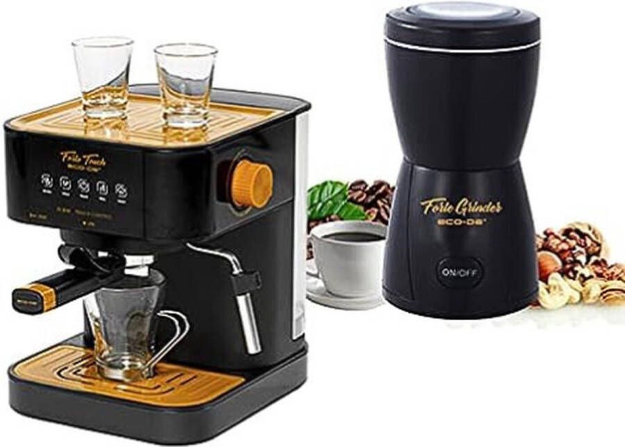 Merkloos N.lux Espressomachine met koffiemolen Koffiezetapparaat Melkopschuimer Piston