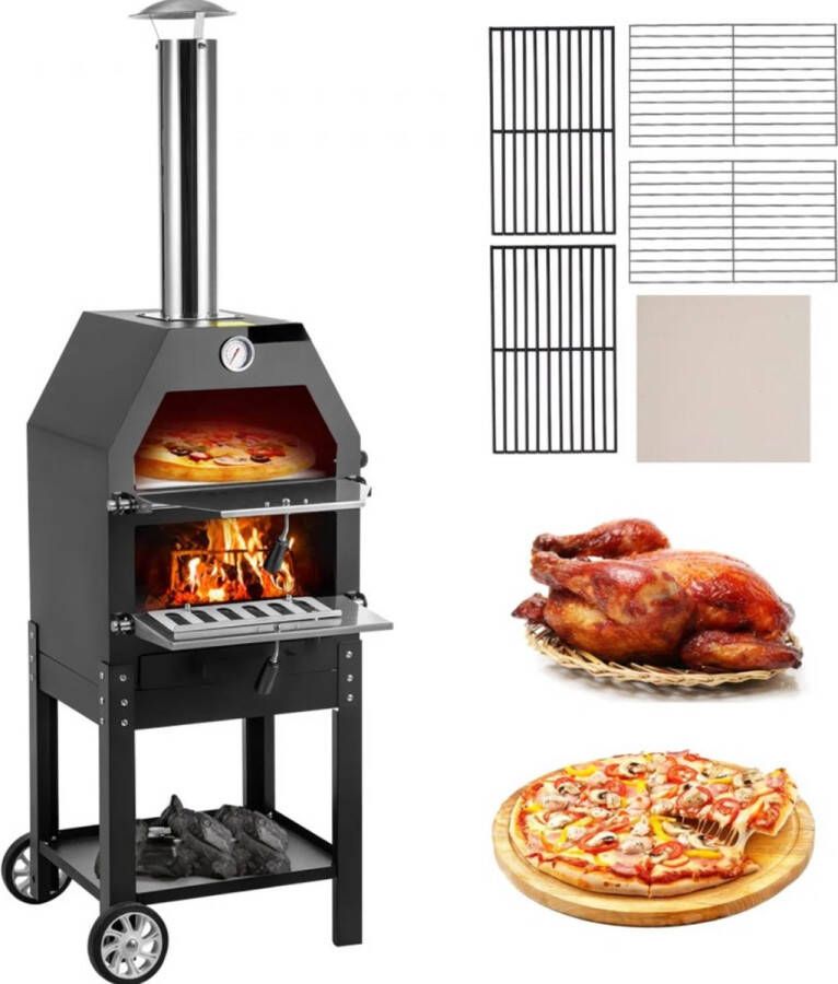 Merkloos Pizza oven Outdoor Pizza Oven Barbecue BBQ Pizzaovens Met Pizzasteen En Roosters 30 CM pizza