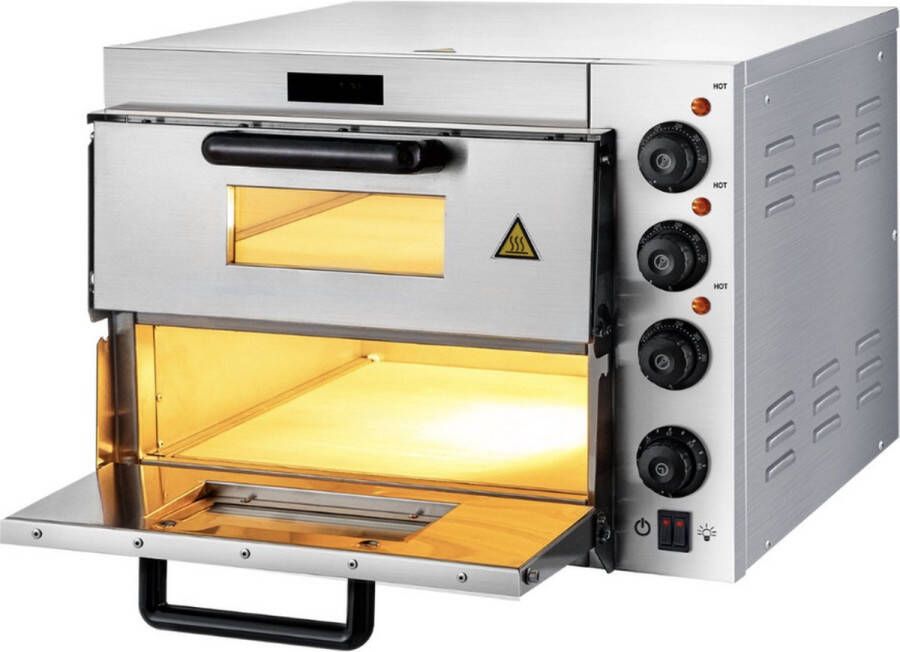 Merkloos Pizza oven Pizzaovens Pizzaoven Voor 35.5 cm 14 pizza Roestvrijstaal Elektrische Pizzaoven -3000W met 3 Temperatuurknoppen en Tijdinstelling functie Thuis Horeca Bakkerij Snackbar