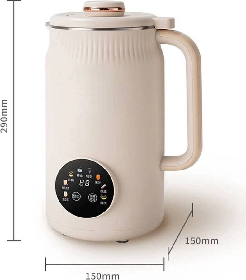 Merkloos Sojamelk Machine Havermelk 220v 1.2L Timer LCD scherm Blender Soja Melk Maker Plantaardig Oat