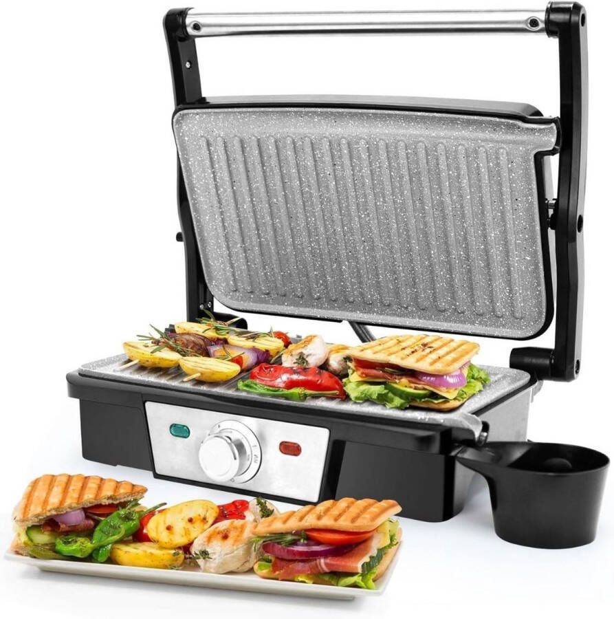 Tafelgrill Contactgrill Tosti Grill Apparaten 180° Inklapbaar Wafelijzer Met Antiaanbaklaag – Tosti Apparaat – Grill Apparaat – Contactgrill – Sandwich Maker 1500 Watt – Panini Grill