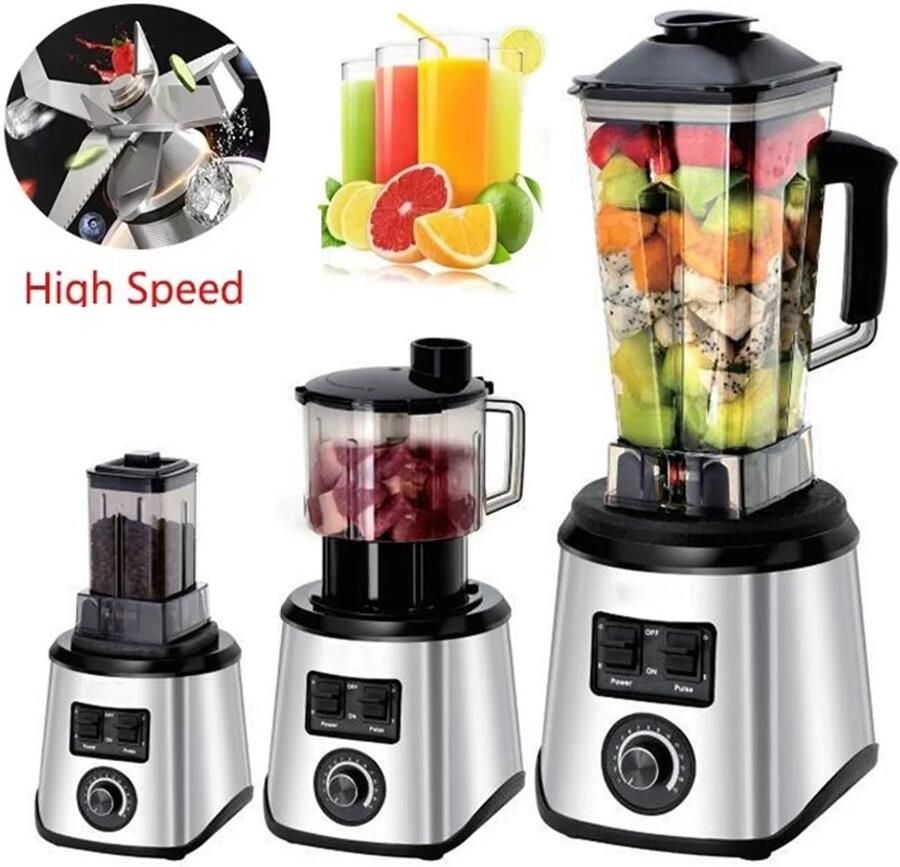 Merkloos Tresaro- Blender- Zwart- 3-in-1-Elektische blender- Voor Sap- Milkshake- Smoothie- 9500W- Keukenmachine- 3L-1 5- 0 5
