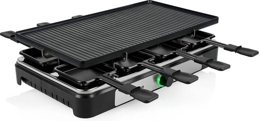 White-Label Gourmetstellen 8 Personen Gourmetset met Pannetjes Teppanyaki Bakplaat Steengrill Raclette Zwart Top Kwaliteit
