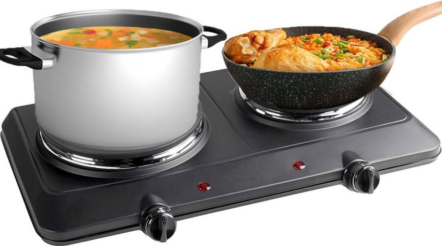 Merklooss Inductie Kookplaat Vrijstaand Elektrische Kookplaat 2 Pits Keramische Zwart