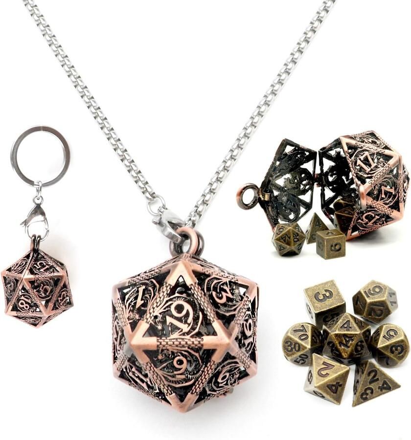 Metalen dobbelstenen set antiek brons
