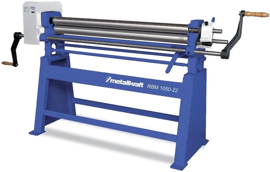 Metallkraft Manuele plaatwals 3 rollen asymmetrisch werkbreedte 1050 mm plaatdiktes tot 2 mm in staal RBM1050-22