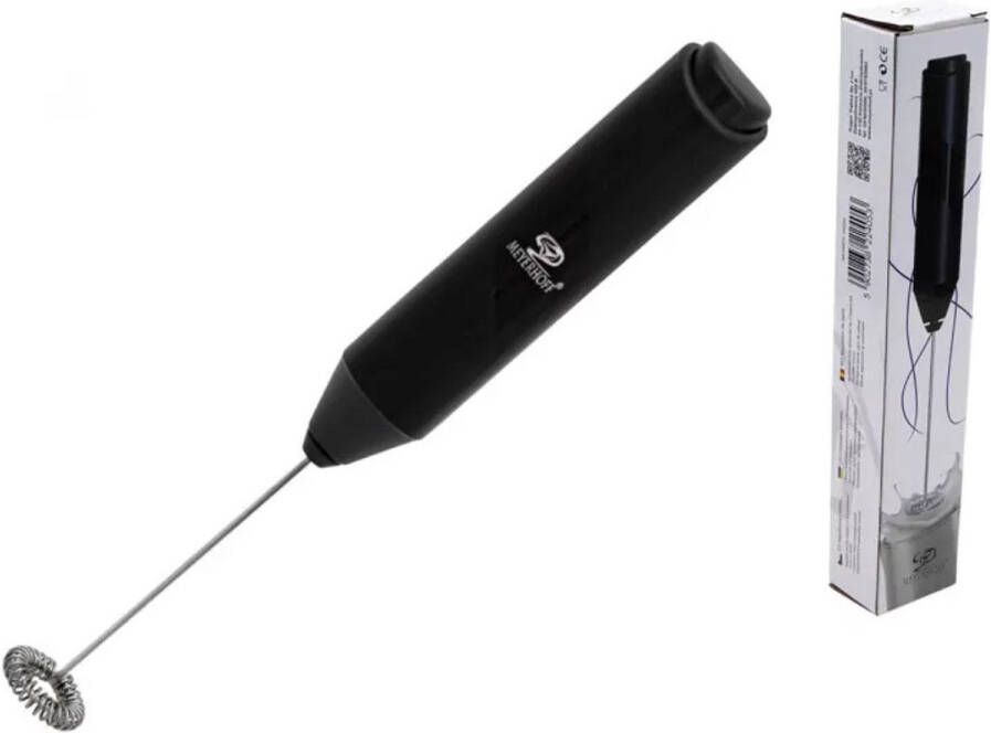 Meyerhoff Elektrische Melkopschuimer – Draadloze Melkopklopper op Batterijen – Zwart RVS – Voor IJskoffie Latte & Room – Ideaal Voor Thuis & Camping