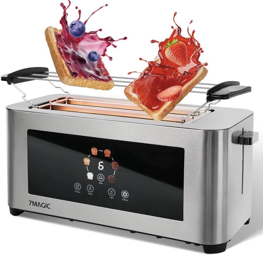 MIAAD Touchscreen Broodrooster – Broodrooster 6 Bruiningsstanden – Extra Brede Sleuven – Ontdooien & Opwarmen