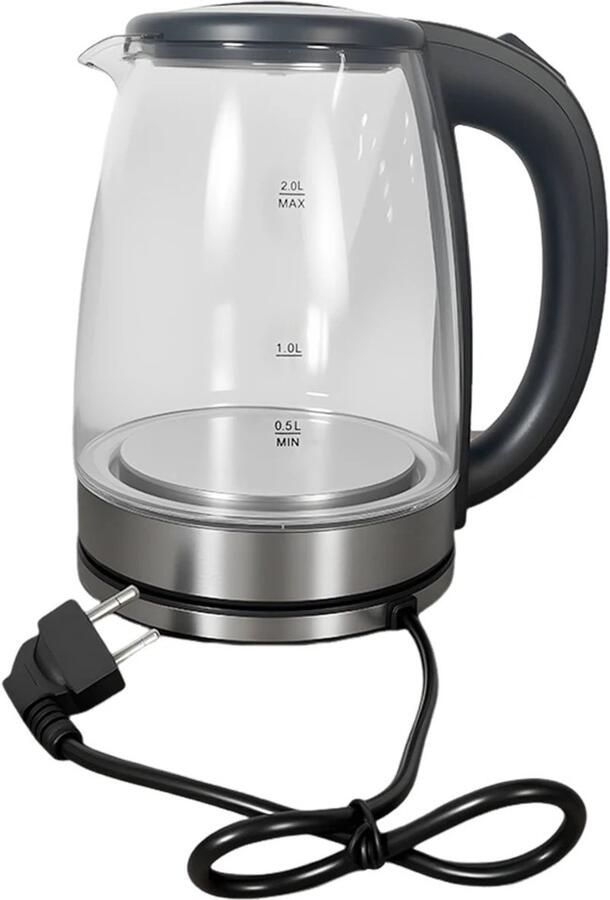 MIAAD Waterkoker 2L Waterkoker Blauwe LED Glazen Theeketel Snelle Verwarming Keuken Waterkoker Automatische Uitschakeling Huishoudapparaat