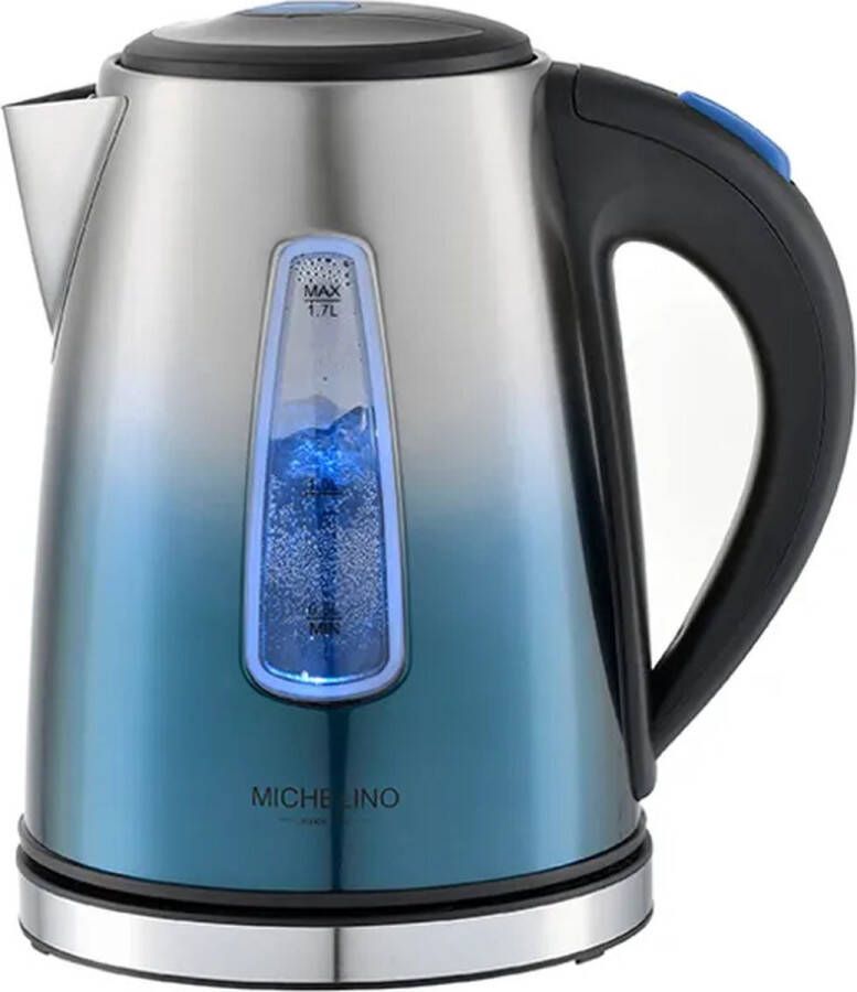 Michelino 74341 waterkoker RVS 1 7 liter Met Led verlichting zilver blauw