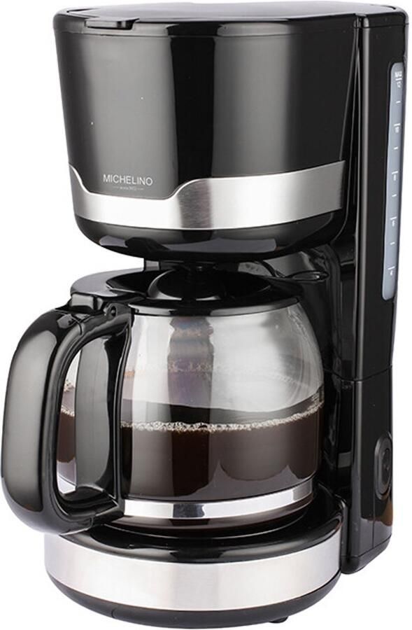 Michelino Koffiezetapparaat 1 5L – Zwart Moderne Filterkoffiemachine met Glaskan en Warmhoudfunctie