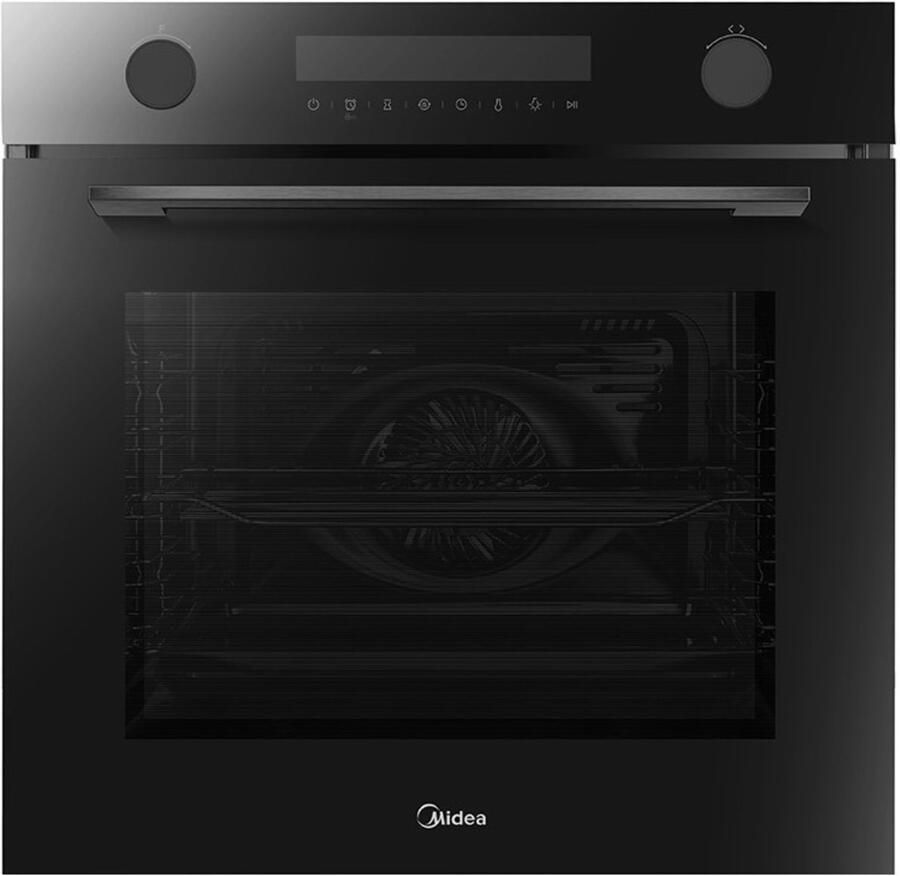 Midea 7NM30E0B Inbouwoven Zwart 72 l Draaiknop Touch Telescopisch 3-laags glazen ovendeur Kinderbeveiliging