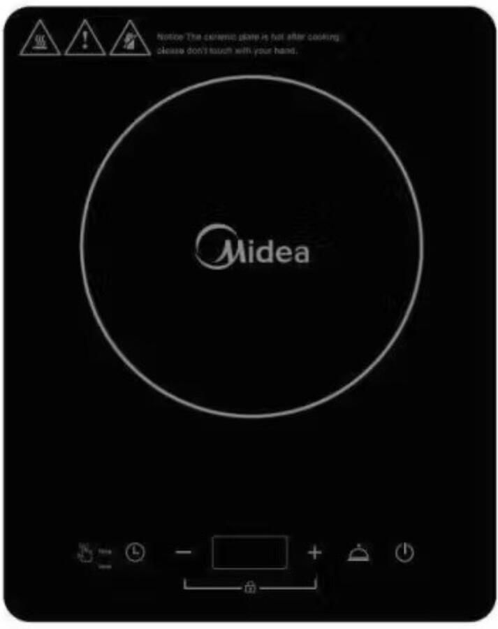 Midea MC-STW2018 Vrijstaande elektrische kookplaat Zwart 1 Kookzone Inductie Modern design Instelbare temperatuur Touch 2000 W