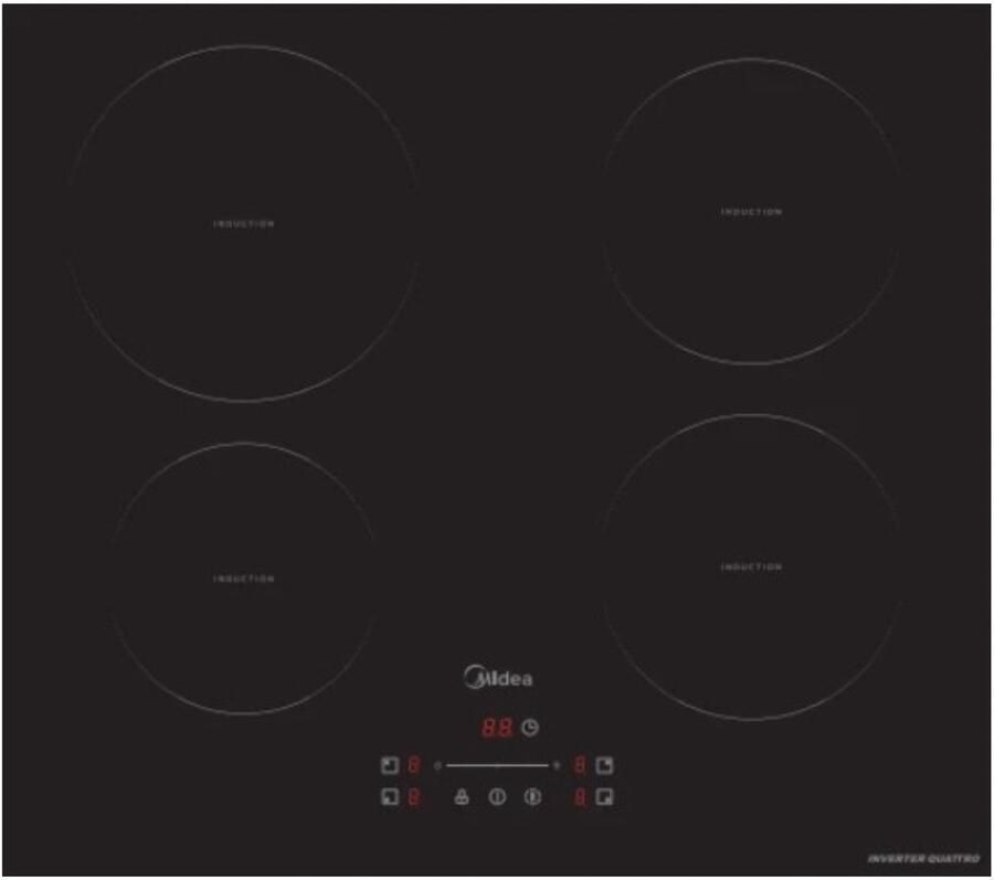 Midea MIH740F238K0 Inbouw elektrische kookplaat Inductie Zwart 4 Kookzone(s) Touch bediening Hete kookplaat Indicator Kinderslot