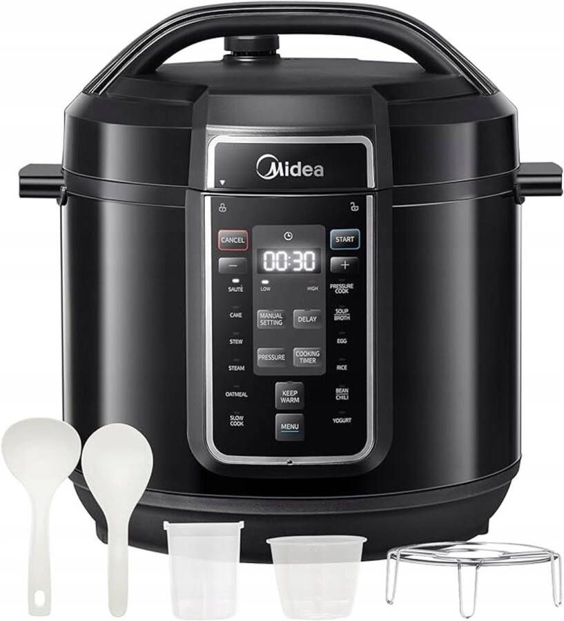 Midea Snelkookpan Presure cooker MY-CS6037WP 13 programma' s 6 L inhoud 9 beveiligingslagen