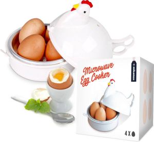 MikaMax Magnetron Eierkoker Microwave Egg Boiler Eenvoudig Klaar te Maken Binnen 10 min Klaar Ruimte voor 4 Stuks