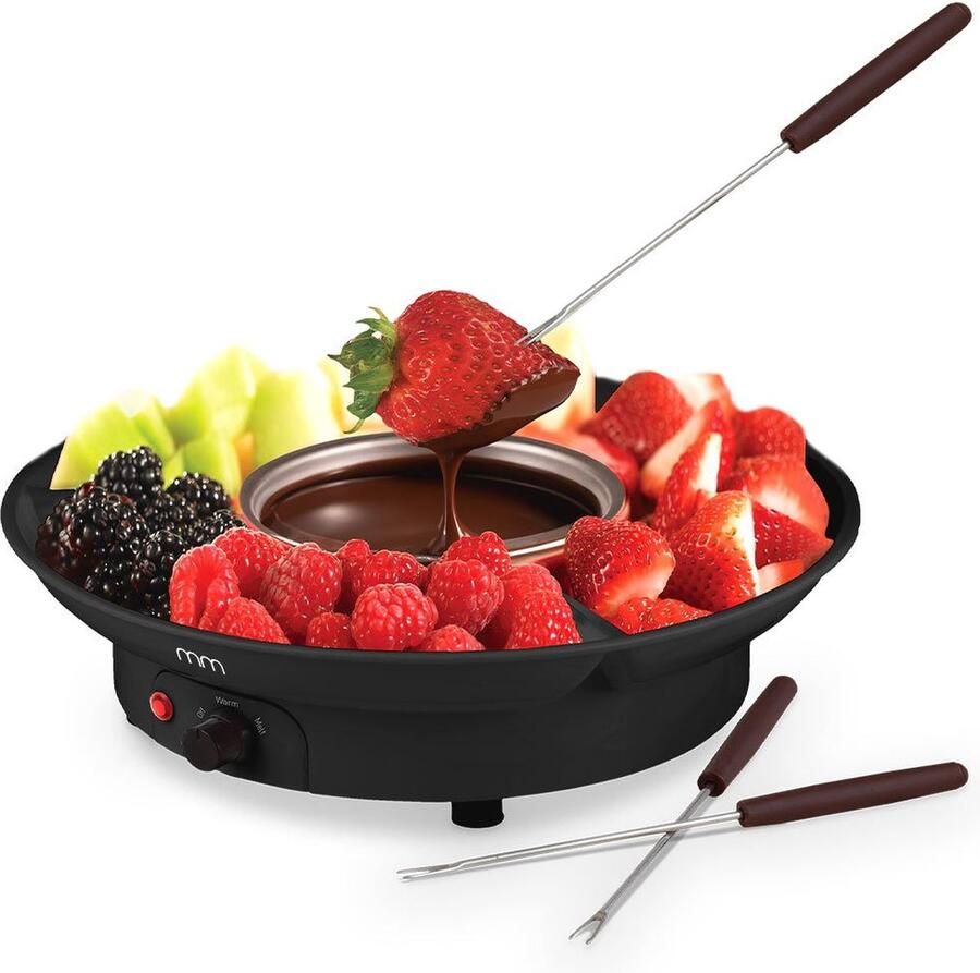 MikaMax Elektrische Fondueset Inclusief 2 Fonduevorken 260 ml 27 5 x 27 5 x 7 5 cm Fonduepan Stijlvolle fondueset Elektrisch Kaasfondue Chocolade Fondue
