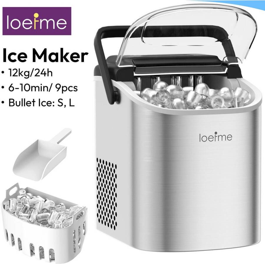 Mila Shop Draagbare elektrische ijsmachine IJsblokjes machine Roestvrij staal Zelfreinigend 1.2 kilo 22x29x29cm