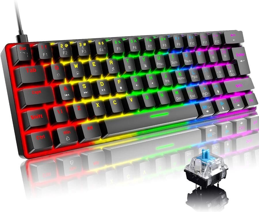 Mini 60% Mechanisch Gaming-Toetsenbord met RGB Verlichting