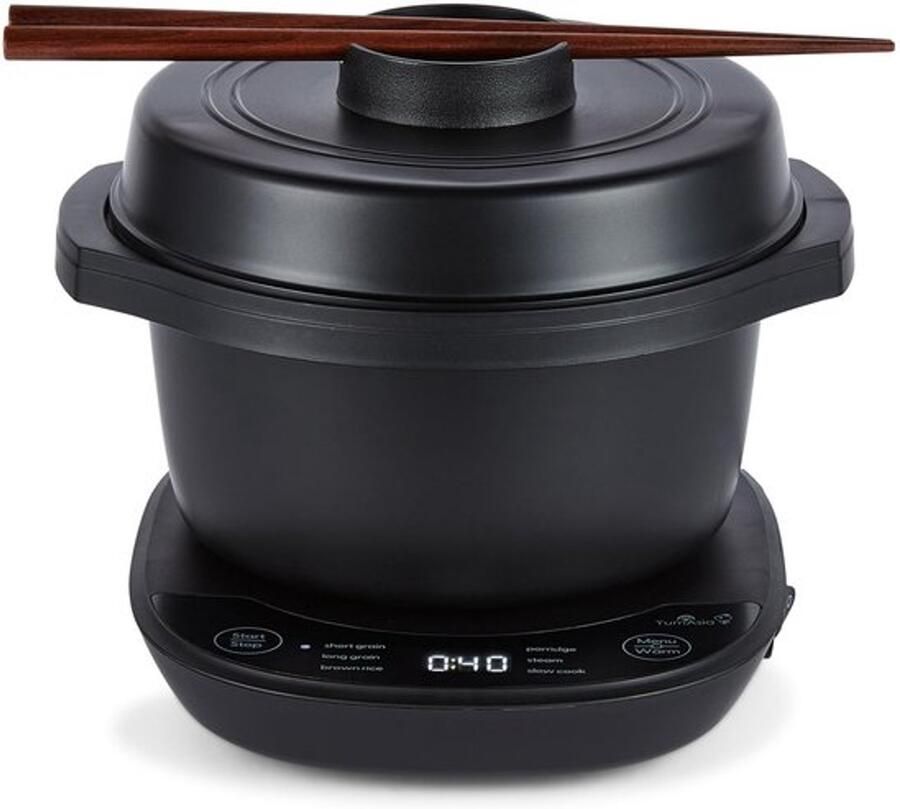 Mini-Donburi rijstkoker met geavanceerde fuzzy-logica -keramische kom (1 kopje 0 18l) 3 rijstfuncties 3 multicooker-functies led-display 220-240V (Antracietzwart)
