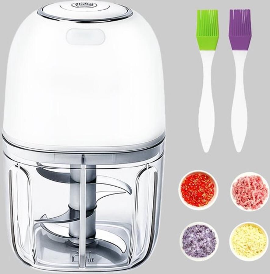 Mini-hakmolen elektrisch knoflookpers USB-oplaadbaar draagbare keukenmachine blenderhacker chopper draadloos 350 ml 6 scherpe messen voor uien knoflook chili vlees en specerijen