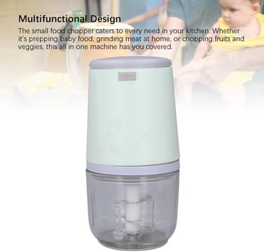 Mini-keukenmachine Draadloos Draadloze Elektrische Hakmolen voor Groenten Fruit Vlees Knoflook Draagbare Babyvoedingmaker 300 Ml Capaciteit Gemakkelijk Schoon Te Maken (GREEN)