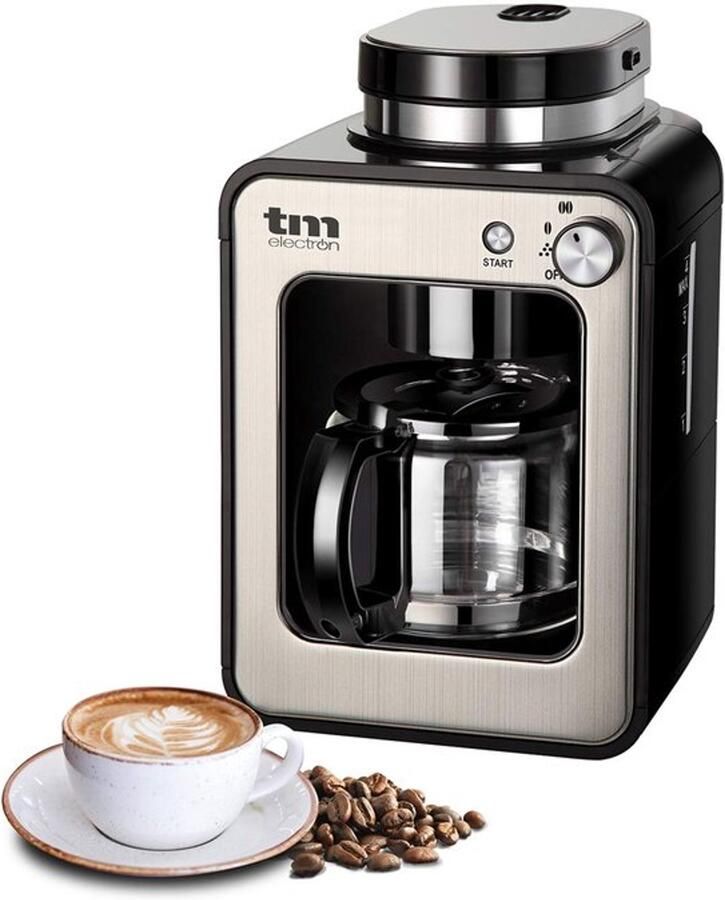Mini-koffiezetapparaat met koffiemolen 4 kopjes voor koffiebonen 600 W wasbaar filter zilver
