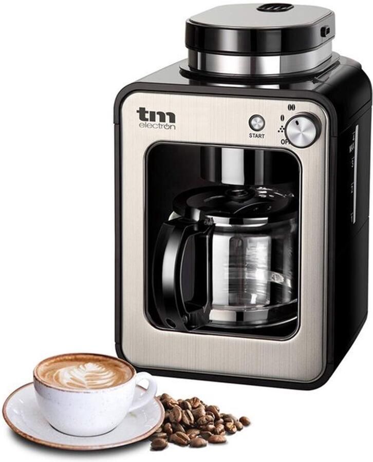 Mini-koffiezetapparaat met koffiemolen 4 kopjes voor koffiebonen 600 W wasbaar filter zilver