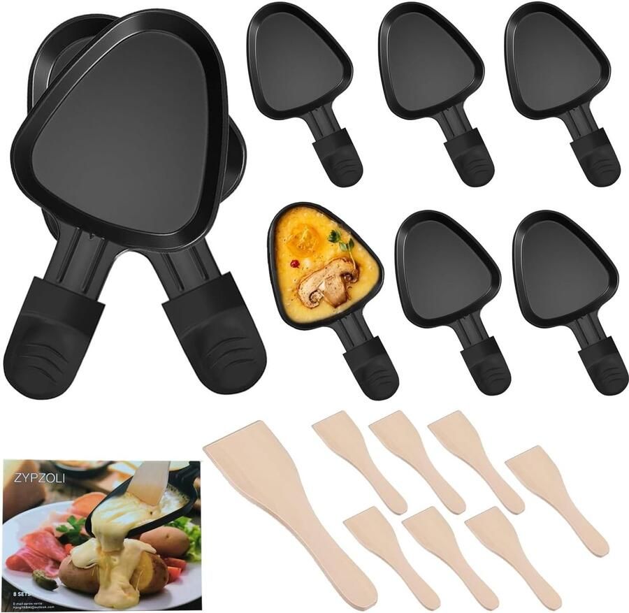 Mini Raclette Pannetjes 8 Stuks 18 5 x 10 x 1 5 cm Antiaanbaklaag Voor Gezellig Grillen