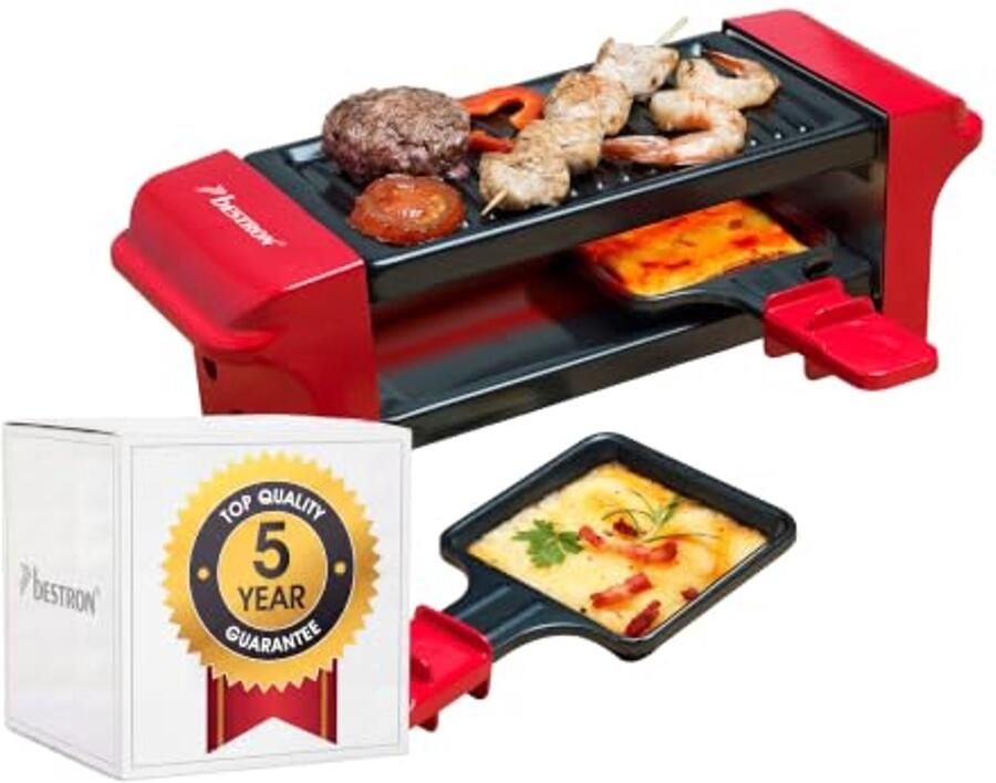 Mini Raclette Set voor 1 tot 2 Personen met Non-Stick Pannen