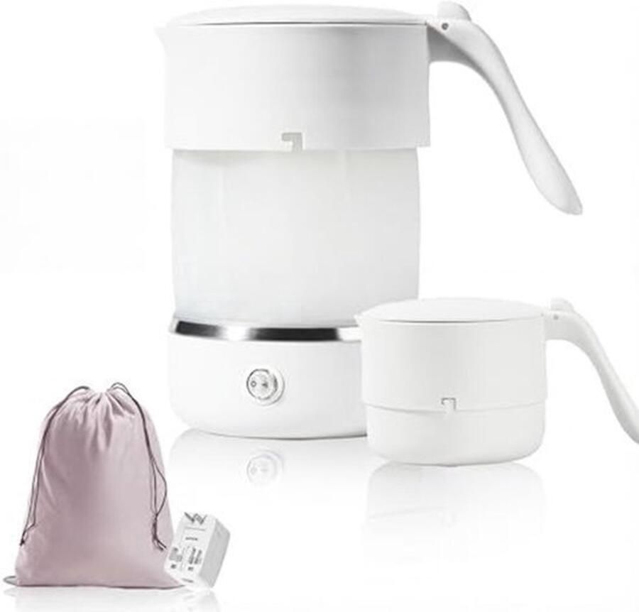 Mini-waterkoker 500 ml opvouwbare waterkoker geschikt voor levensmiddelen BPA-vrij 680 W snelle verwarming reiswaterkoker 304 roestvrijstalen bodem met reisadapter wereldwijd