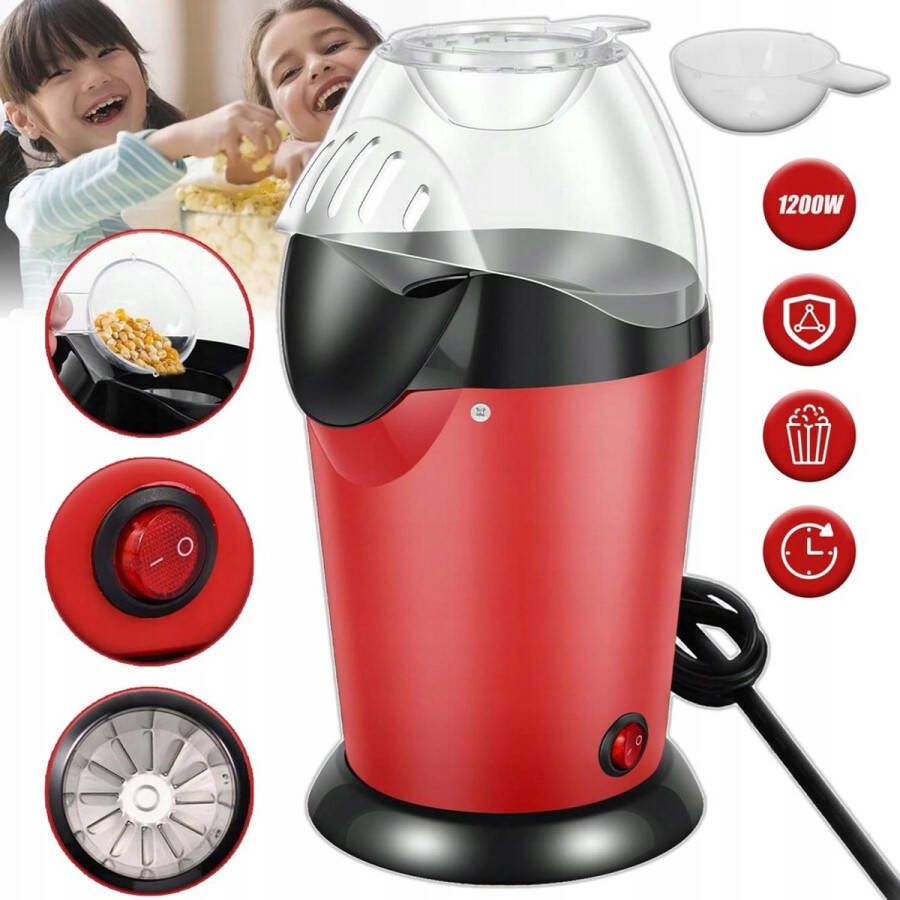 Minijoy Popcorn Machine – 1200W – Vetvrij met Hete Lucht – Gezonde Snack in 2–3 Min – Voor Feestjes & Filmavonden