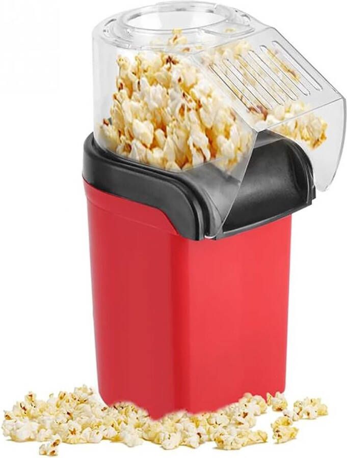 Minijoy Popcorn Machine Heteluchtsysteem Vetvrije Popcorn Maker 1200W – Rood – Klaar in 3 Minuten