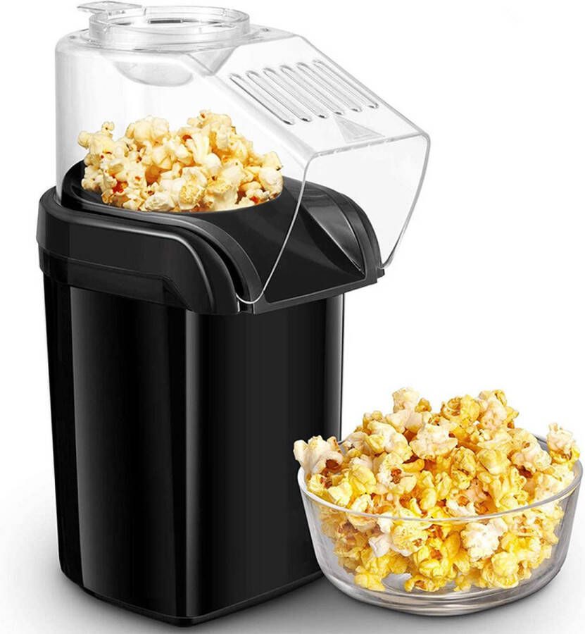 Minijoy Popcorn Machine Heteluchtsysteem Vetvrije Popcorn Maker 1200W – Zwart – Klaar in 3 Minuten Kerstcadeau