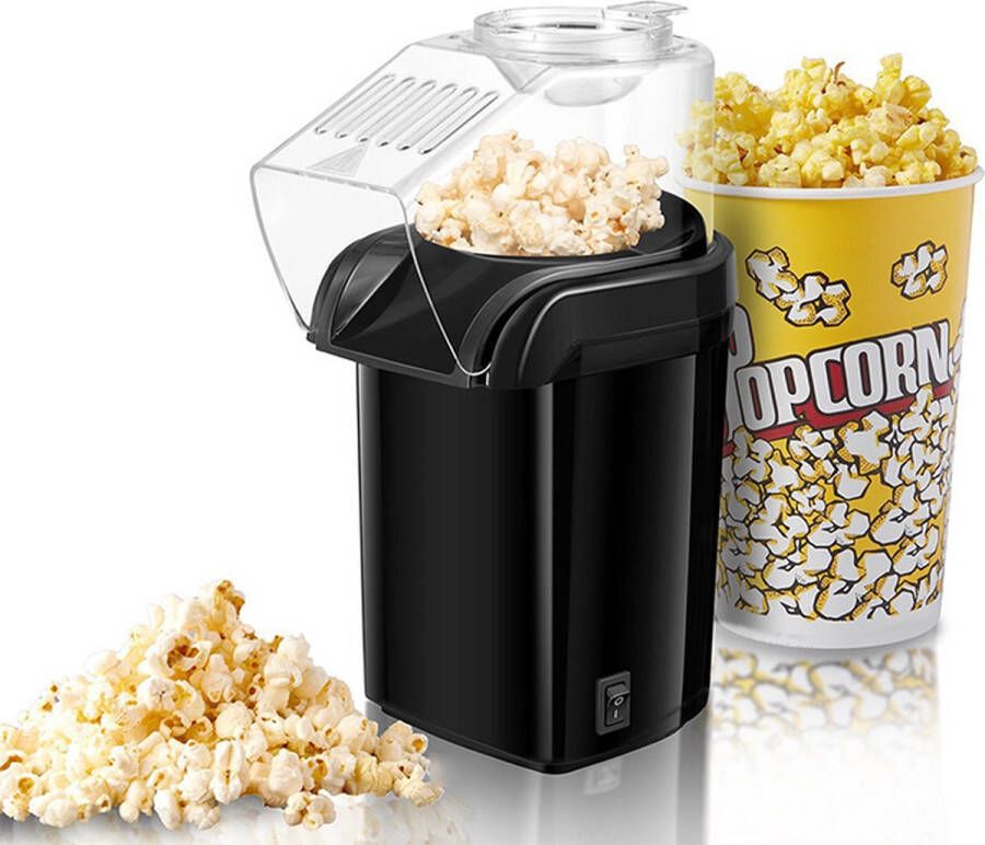 Minijoy Popcorn Machine Heteluchtsysteem Vetvrije Popcorn Maker 1200W – Zwart – Klaar in 3 Minuten Kerstcadeau - Foto 2