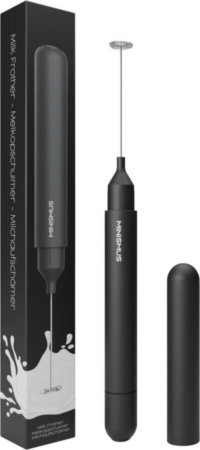Minismus Melkopschuimer Handmatig Elektrisch Matcha Klopper Elektrische Melkopschuimer Makkelijk Op te Bergen Werkt op Batterijen en Handige Opbergkoker Zwart