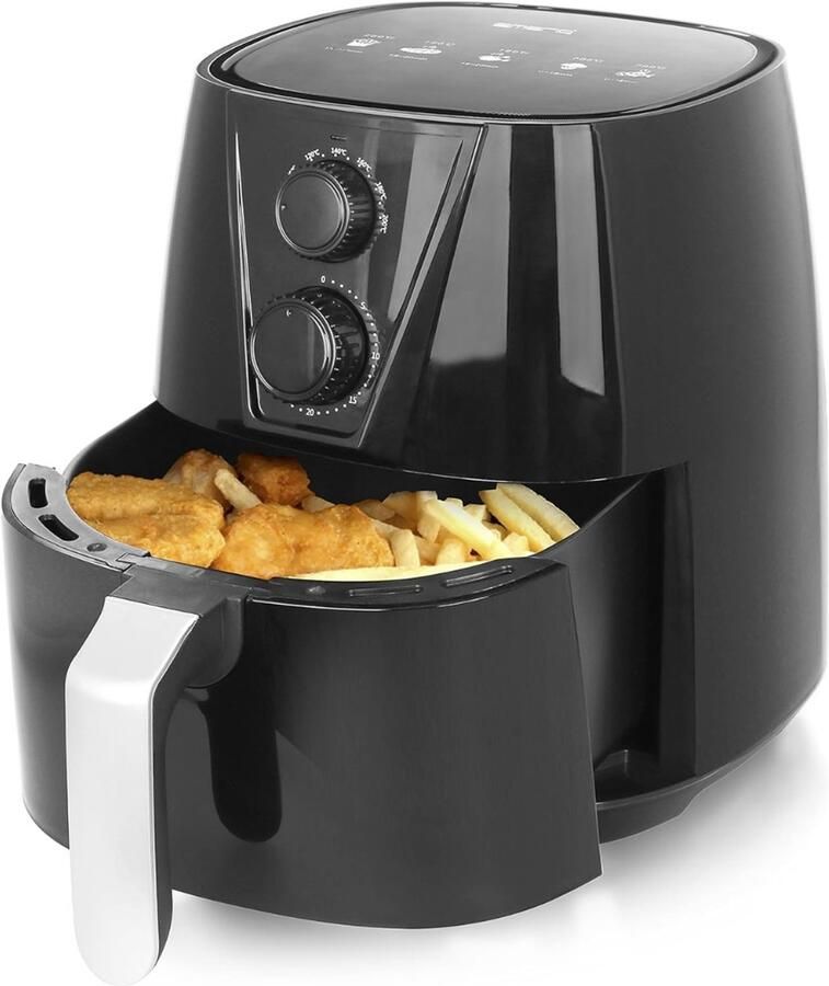 Mira Airfryer xl Airfryer xxl Heteluchtfriteuse Zwart- 26cm x 32cm x 30cm