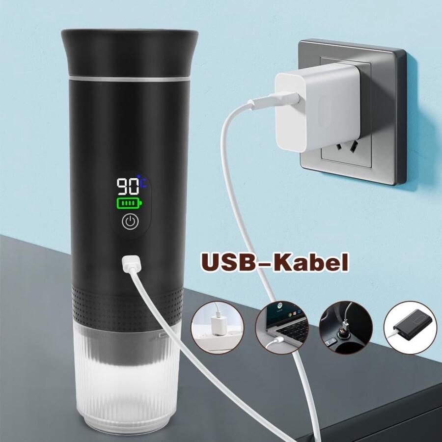 Mira Draagbare Koffiemachine Blender To Go Draagbare Blender Zwart 9cm x 9cm x 21cm